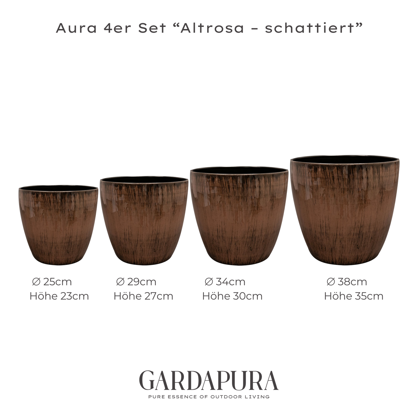 Aura im 4er-Set – Pflanztopf-Set aus Metall