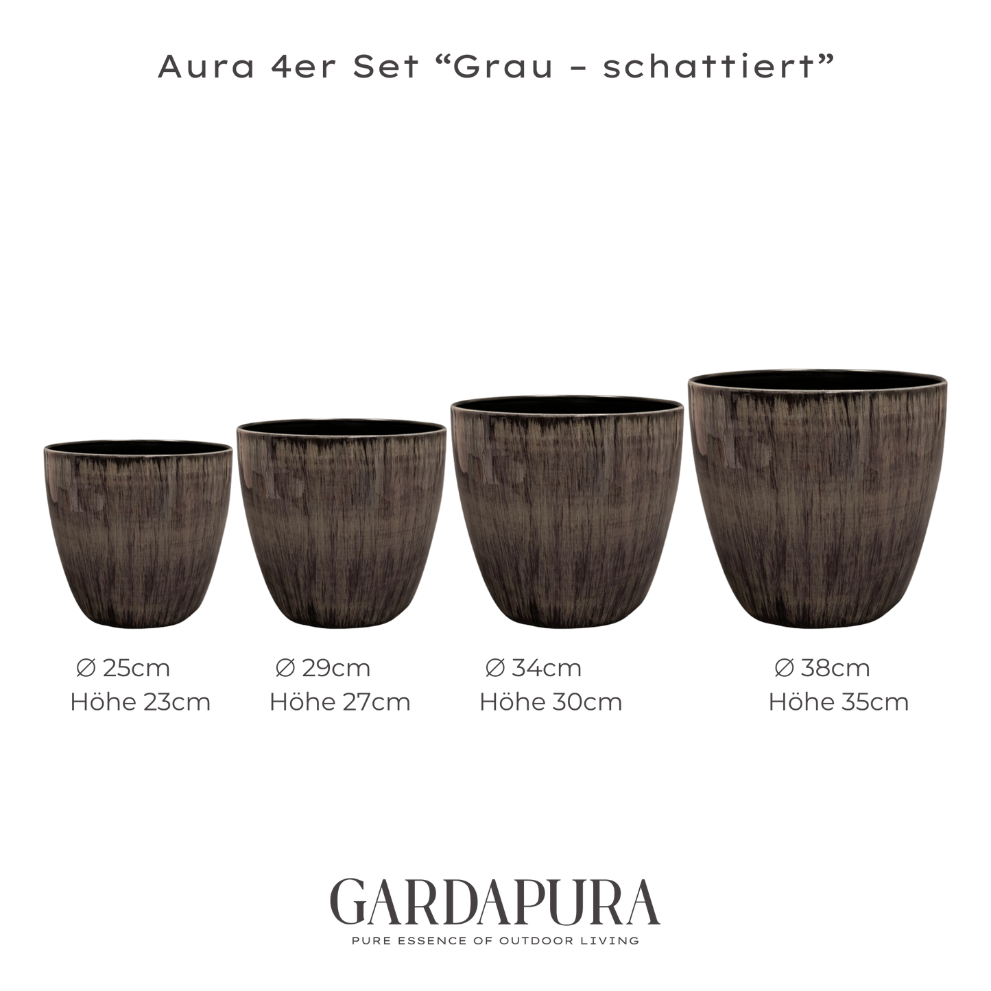Aura im 4er-Set – Pflanztopf-Set aus Metall