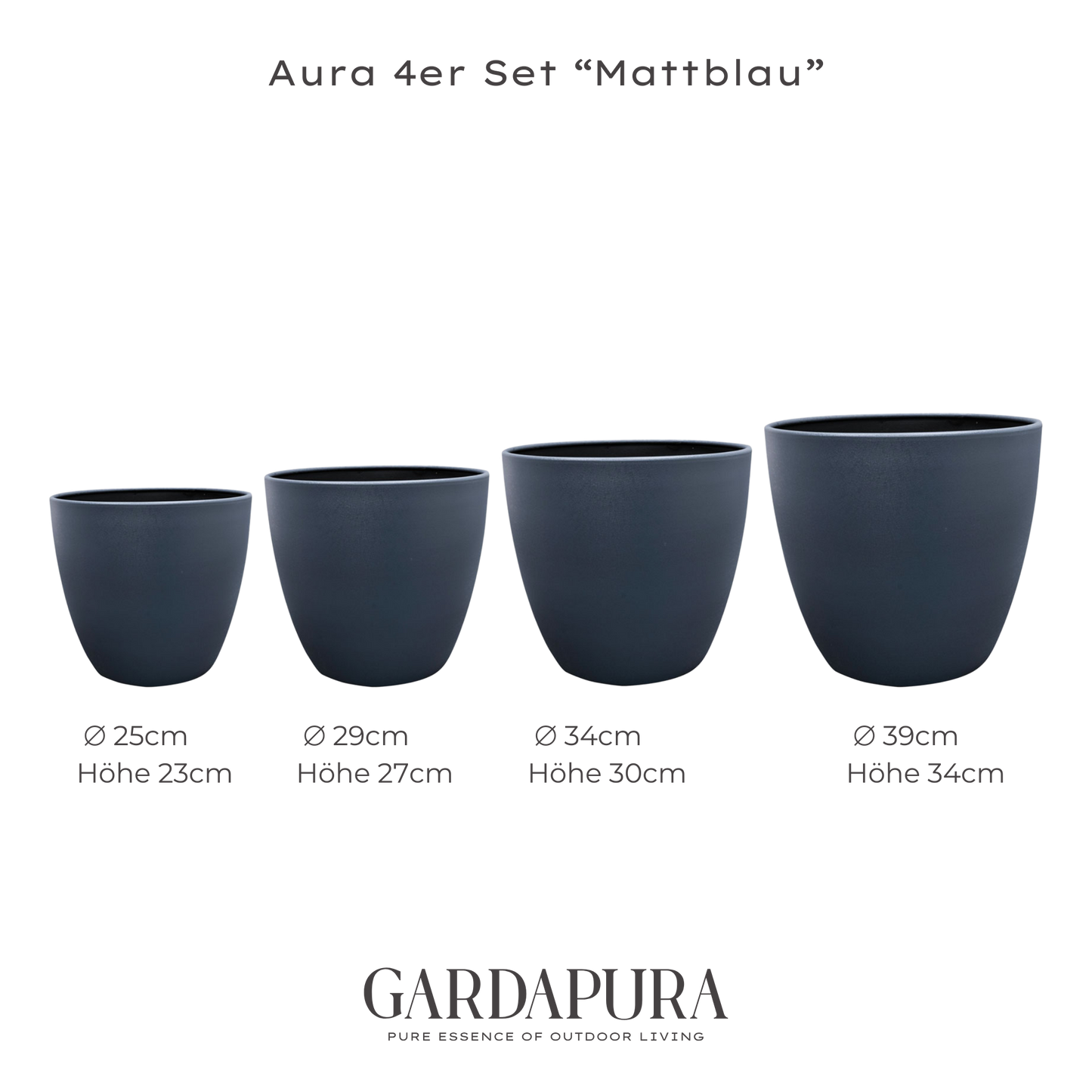 Aura im 4er-Set – Pflanztopf-Set aus Metall