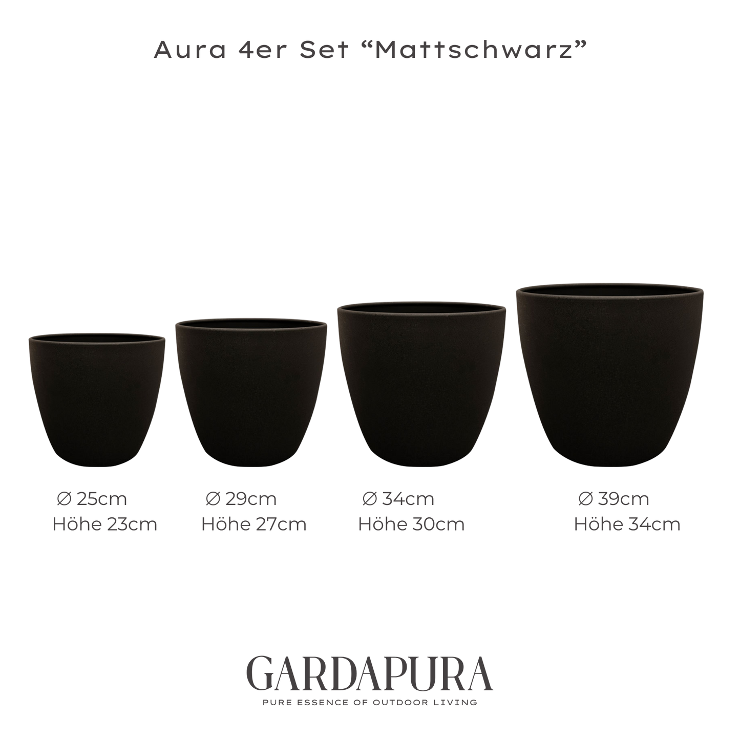 Aura im 4er-Set – Pflanztopf-Set aus Metall