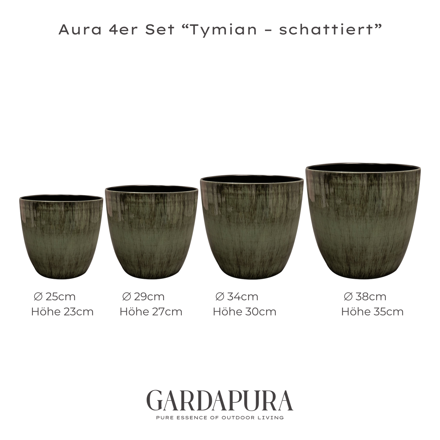 Aura im 4er-Set – Pflanztopf-Set aus Metall