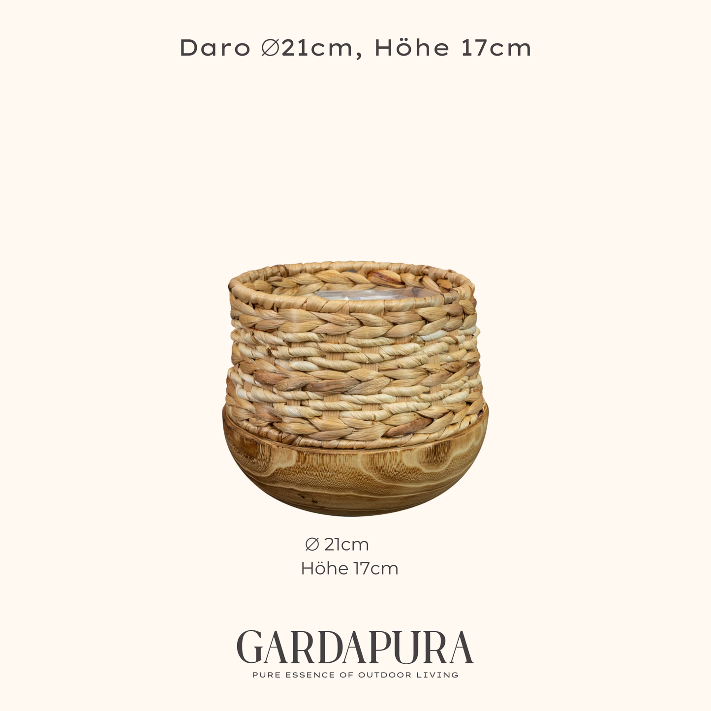 Daro – handgeflochtener Pflanztopf mit Mangoholz