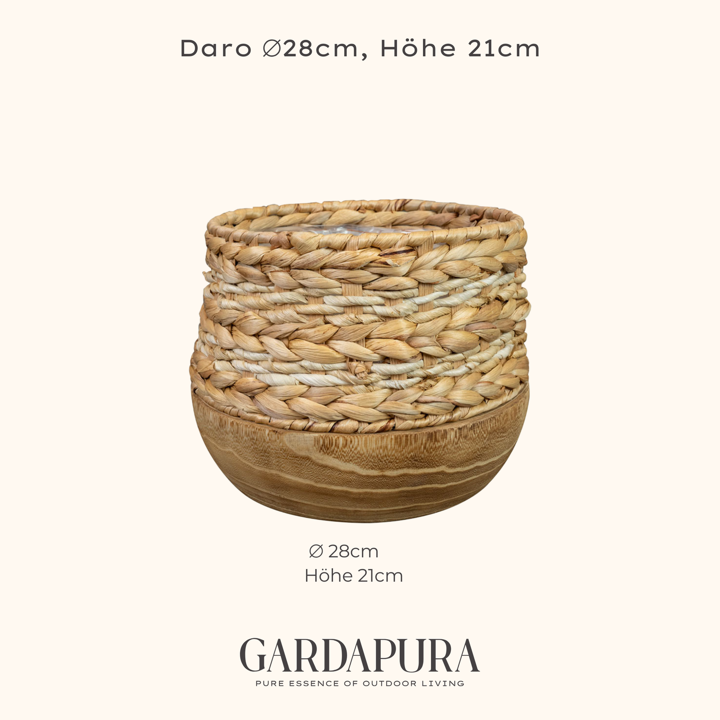 Daro – handgeflochtener Pflanztopf mit Mangoholz