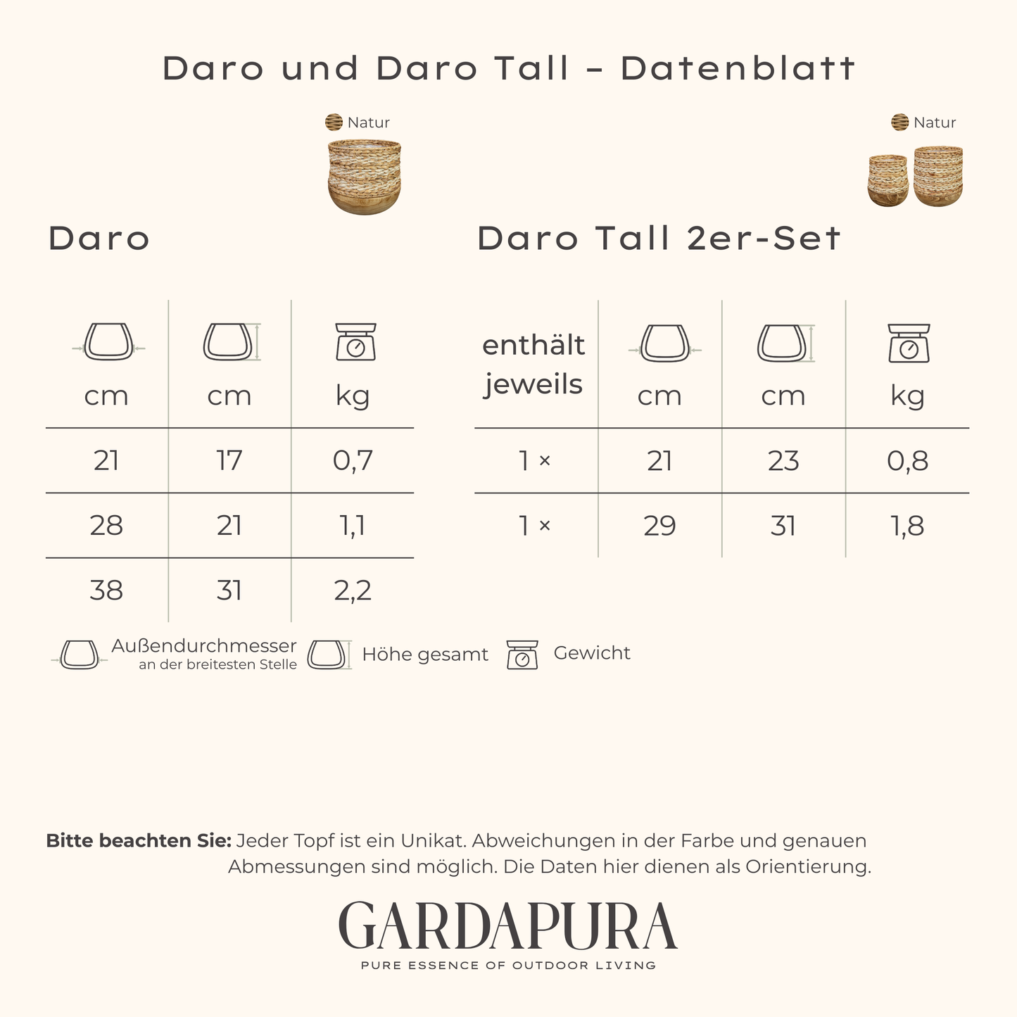Daro – handgeflochtener Pflanztopf mit Mangoholz
