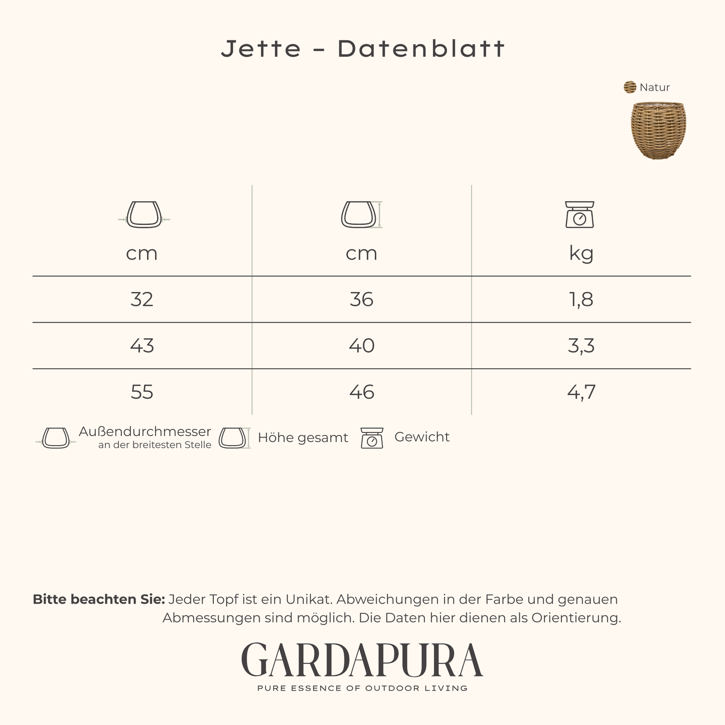 Jette – handgeflochtener Pflanztopf