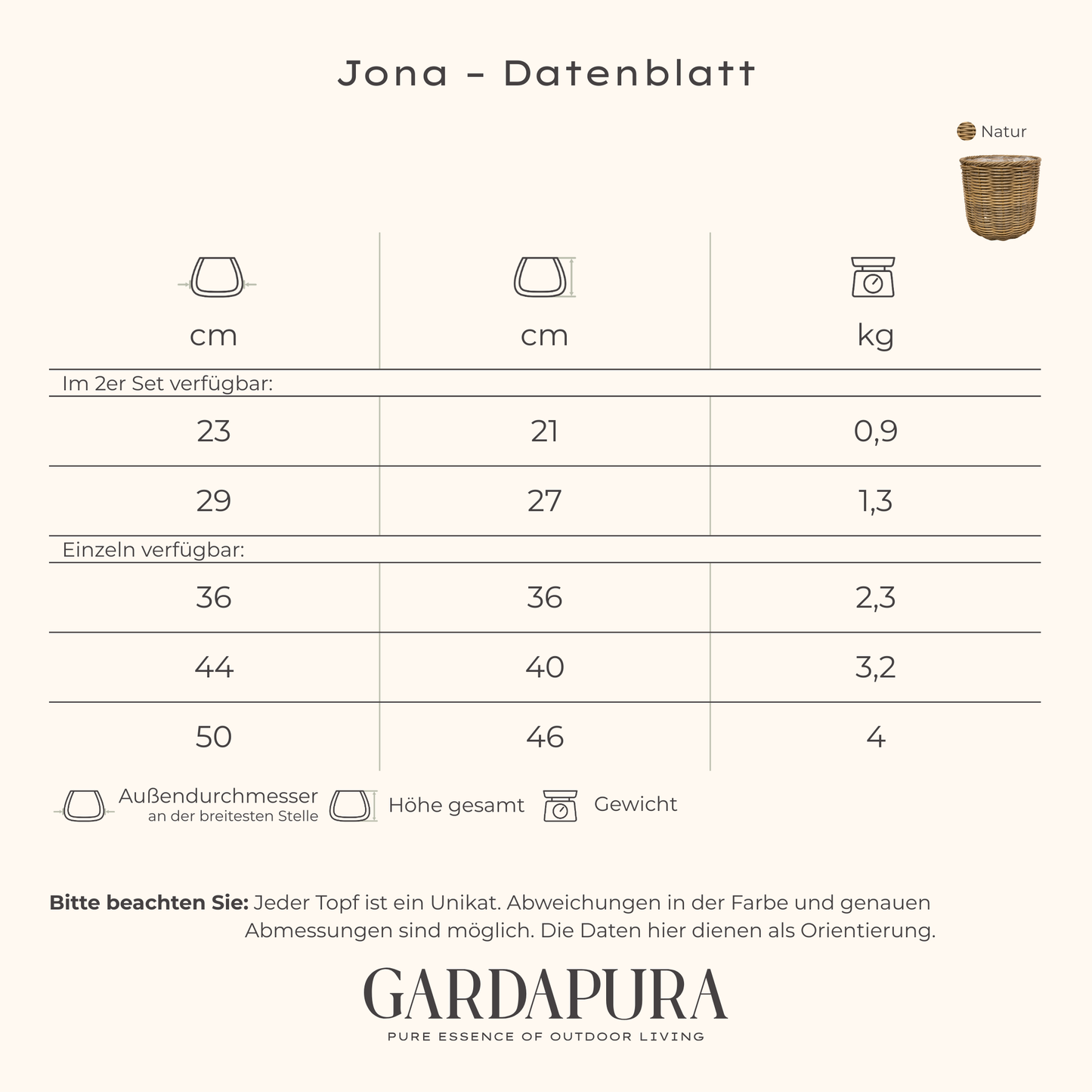 Jona – handgeflochtener Pflanztopf