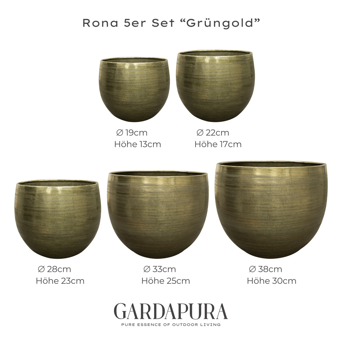 Rona 5er Set – Pflanztöpfe aus Metall