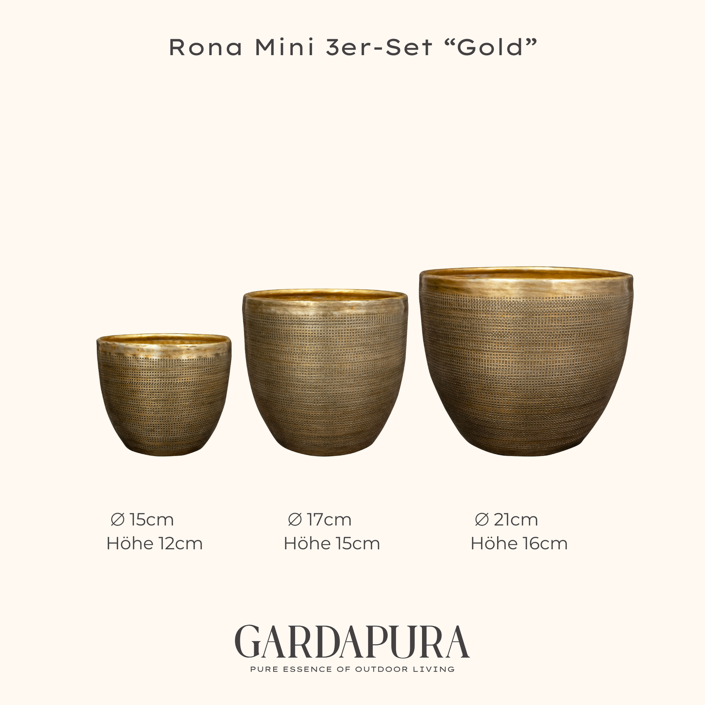 Rona Mini 3er-Set – Pflanztöpfe aus Metall