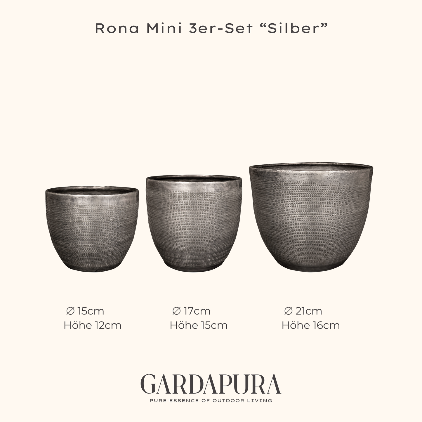 Rona Mini 3er-Set – Pflanztöpfe aus Metall