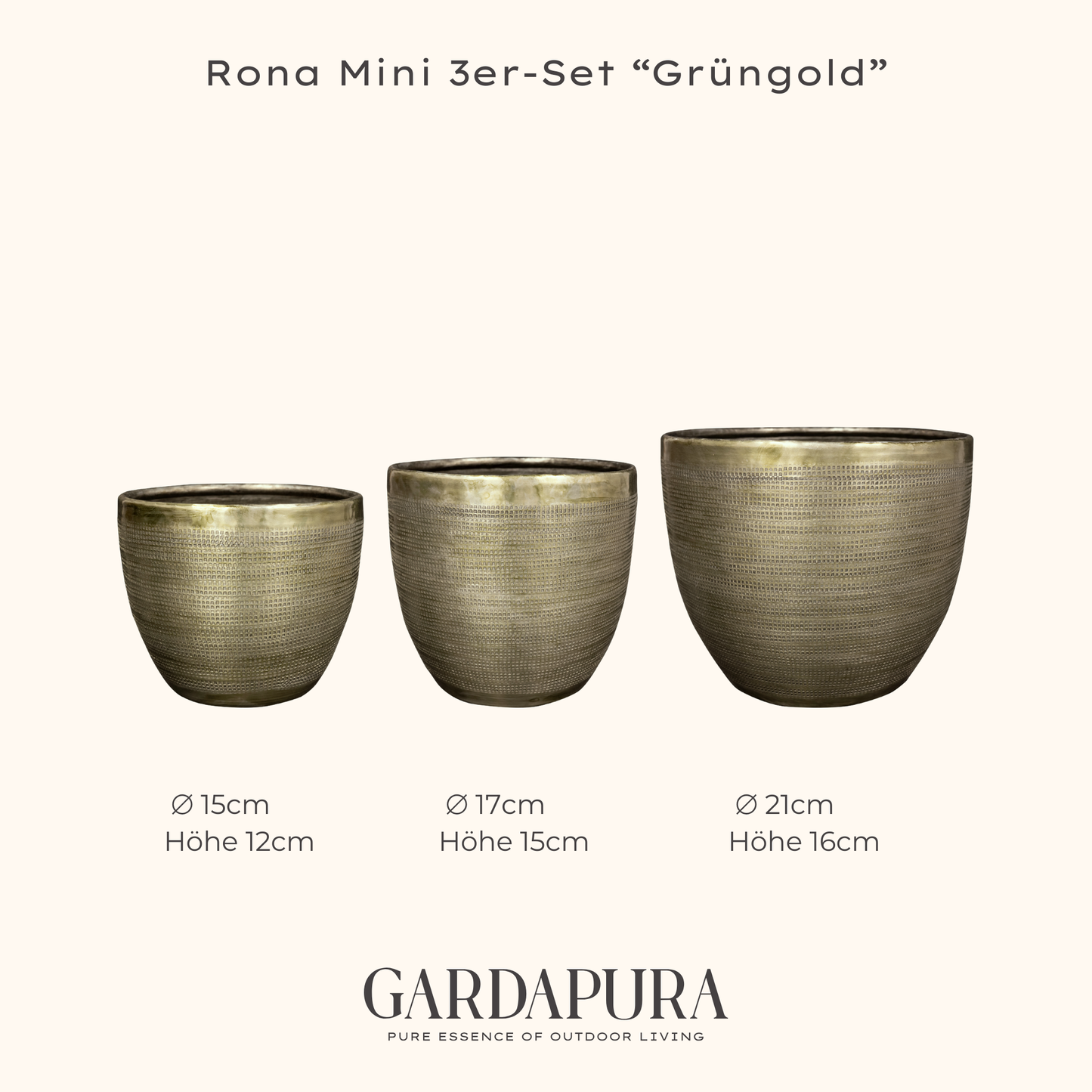 Rona Mini 3er-Set – Pflanztöpfe aus Metall