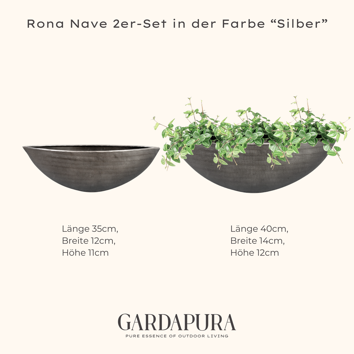 Rona Nave 2er-Set – Pflanzschalen aus Metall