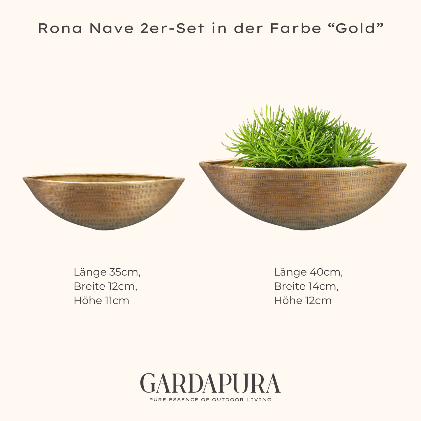 Rona Nave 2er-Set – Pflanzschalen aus Metall