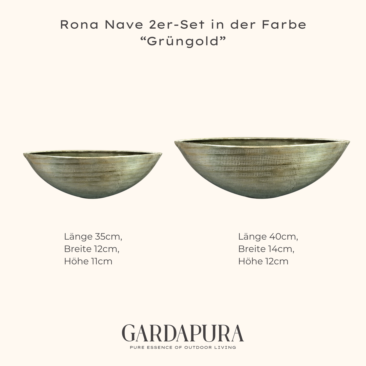 Rona Nave 2er-Set – Pflanzschalen aus Metall