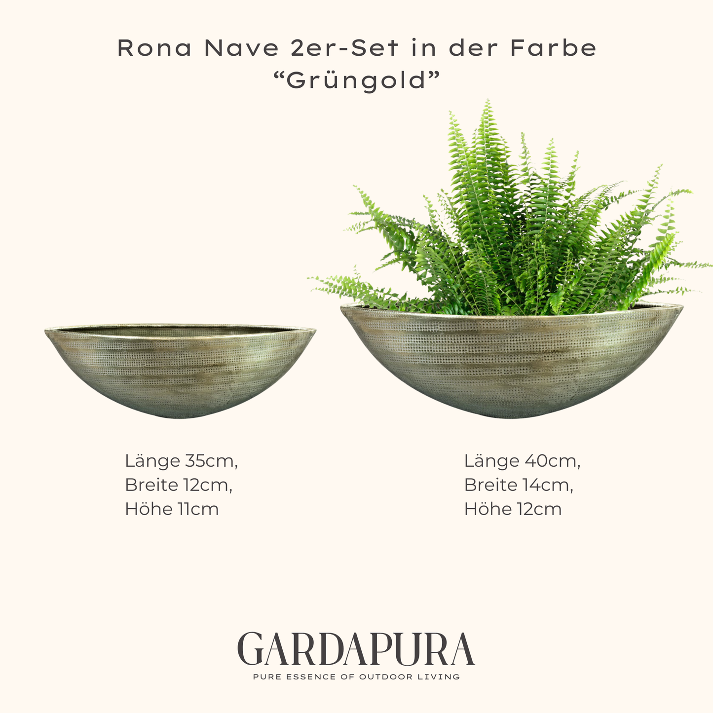 Rona Nave 2er-Set – Pflanzschalen aus Metall