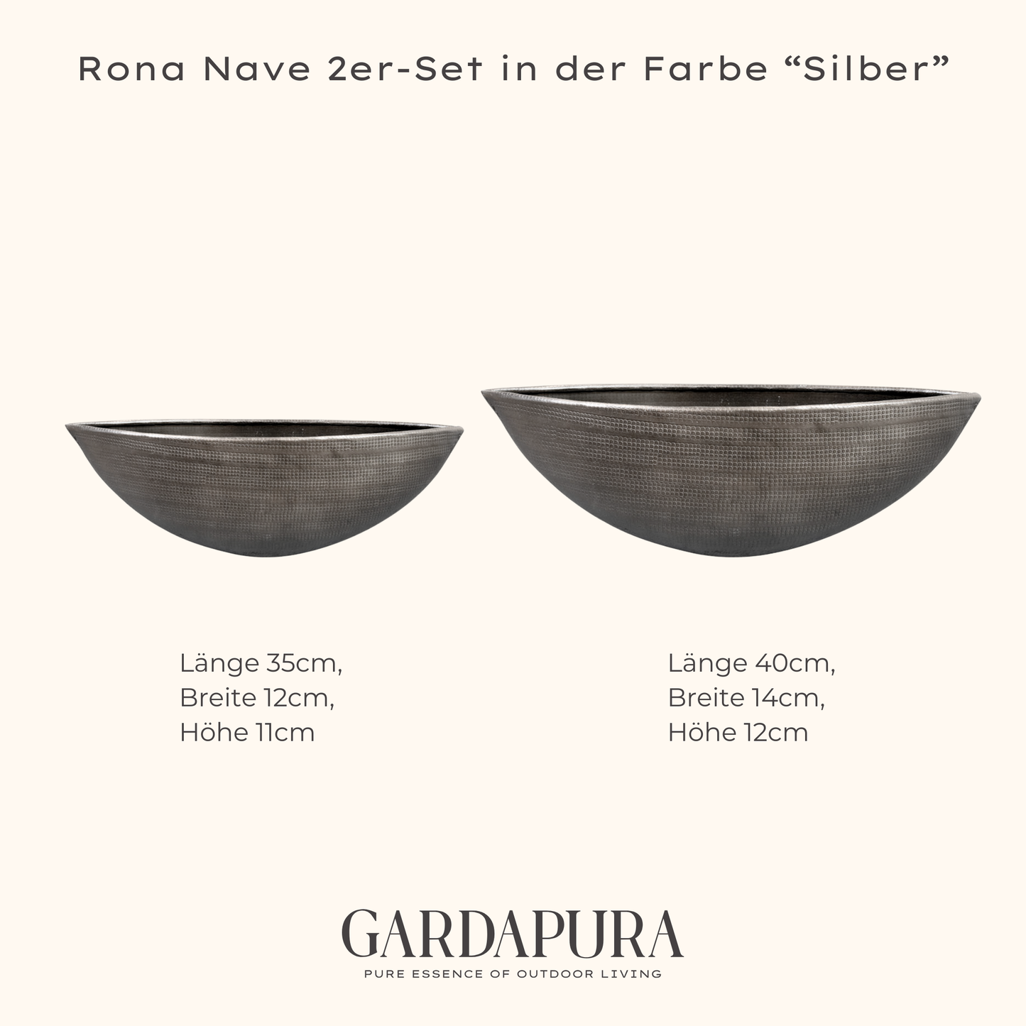 Rona Nave 2er-Set – Pflanzschalen aus Metall