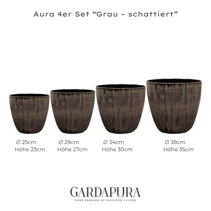 Aura im 4er Set – Pflanztopf-Set aus Metall