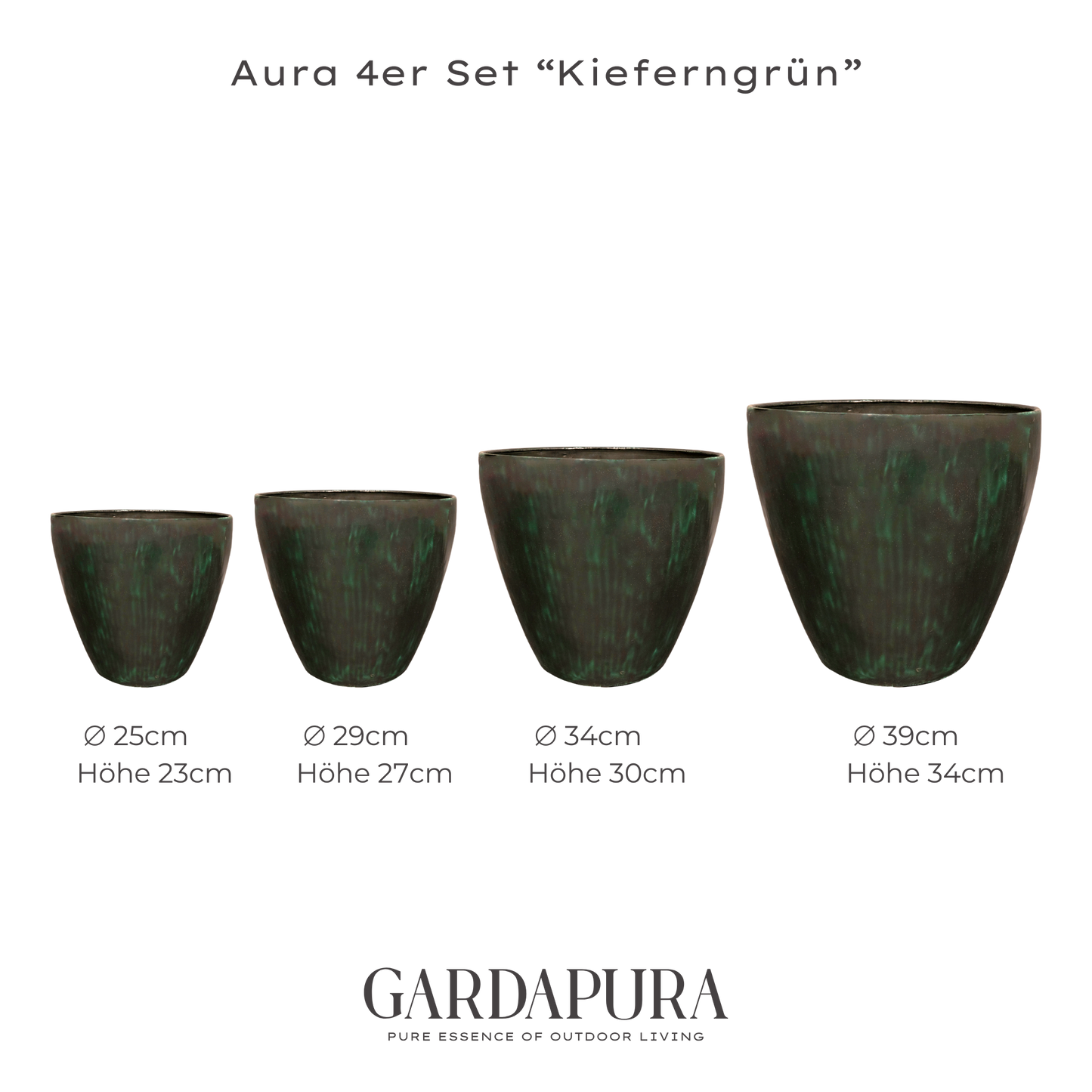 Aura im 4er Set – Pflanztopf-Set aus Metall