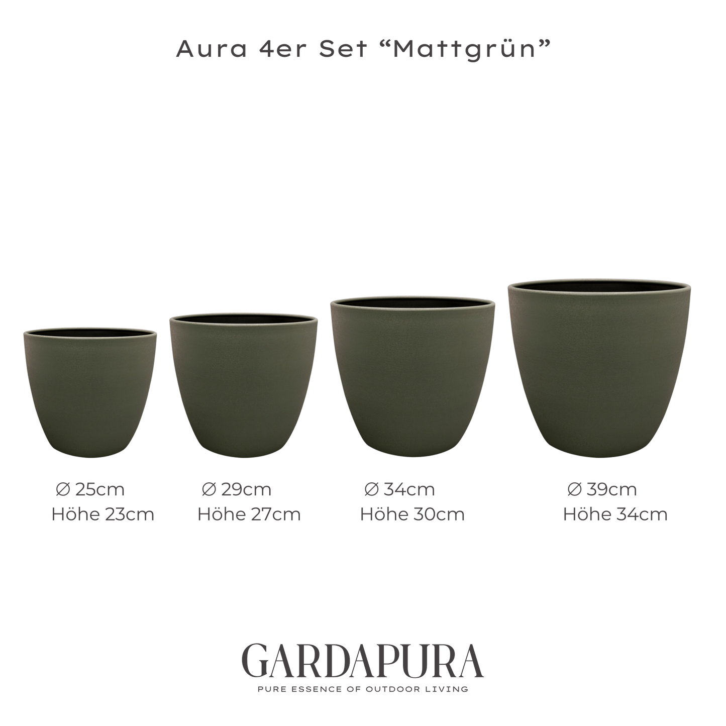 Aura im 4er Set – Pflanztopf-Set aus Metall