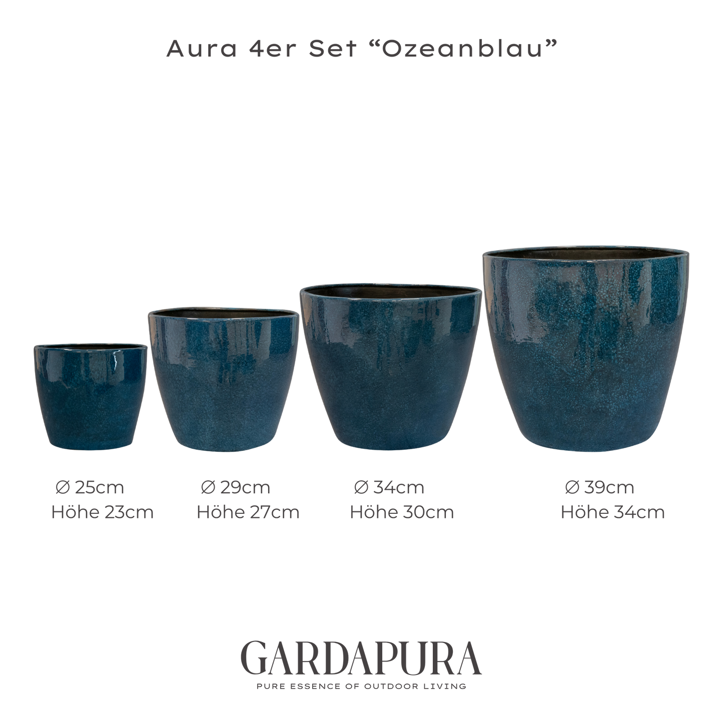 Aura im 4er Set – Pflanztopf-Set aus Metall