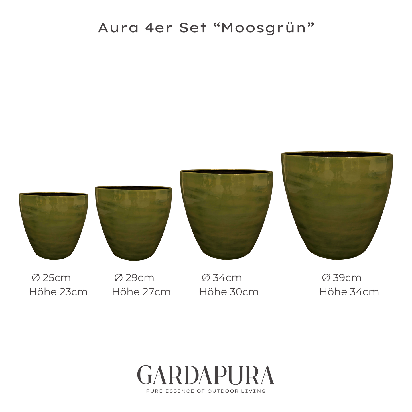 Aura im 4er Set – Pflanztopf-Set aus Metall