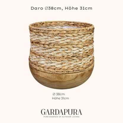 Daro – handgeflochtener Pflanztopf mit Mangoholz