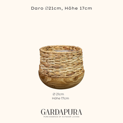 Daro – handgeflochtener Pflanztopf mit Mangoholz