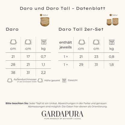 Daro – handgeflochtener Pflanztopf mit Mangoholz