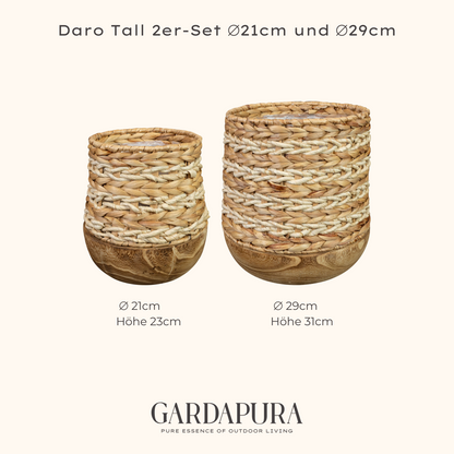 Daro – handgeflochtener Pflanztopf mit Mangoholz