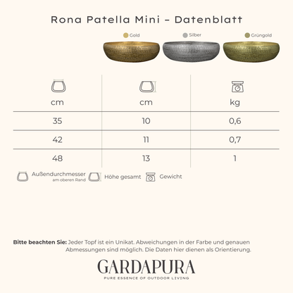 Rona Patella Mini – Pflanzschale aus Metall